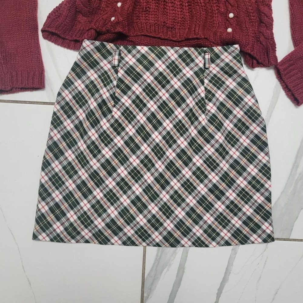 Vintage y2k Plaid Mini Skirt Preppy Holiday colors